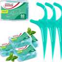 Floss Picks, 300 Count Mint Dental Floss Picks, Toothpicks with 5 Travel Cases for Extra Convenience, Helps Prevent Cavities, Remove Plaque & Freshen Breath, Premium Floss Sticks for Family