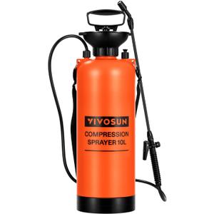 VIVOSUN 2.64-Gallon Pump Pressure Sprayer, Pressurized Lawn & Garden Water Spray Bottle with Adjustable Shoulder Strap, for Plants Spraying, Garden Watering and Household Cleaning (Orange)