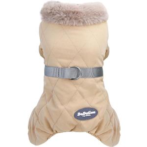 Dog Coat Jacket Windproof Cold Weather Coat 4 Legs Warm Dog Jumpsuit Winter Thick Clothes Snow Proof Coat Cotton Dog Coat for Small Dog Medium Dog Cat Khaki XL