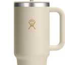 Hydro Flask Travel Tumbler with Handle, Lid and Straw - Insulated Stainless Steel in 40 Oz Coconut Cream
