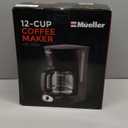 Mueller 12-Cup Drip Coffee Maker - Borosilicate Carafe, Auto-Off, Reusable Filter, Anti-Drip, Keep-Warm Function, Clear Water Level Window Coffee Machine, Kitchen Essentials & Accessories (Black)