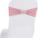 Pack of 60 Spandex Chair Sashes Bows Stretch Chair Cover Band with Buckle Slider Universal Elastic Ties for Wedding Banquet Party Event Decorations (Dusty Pink)