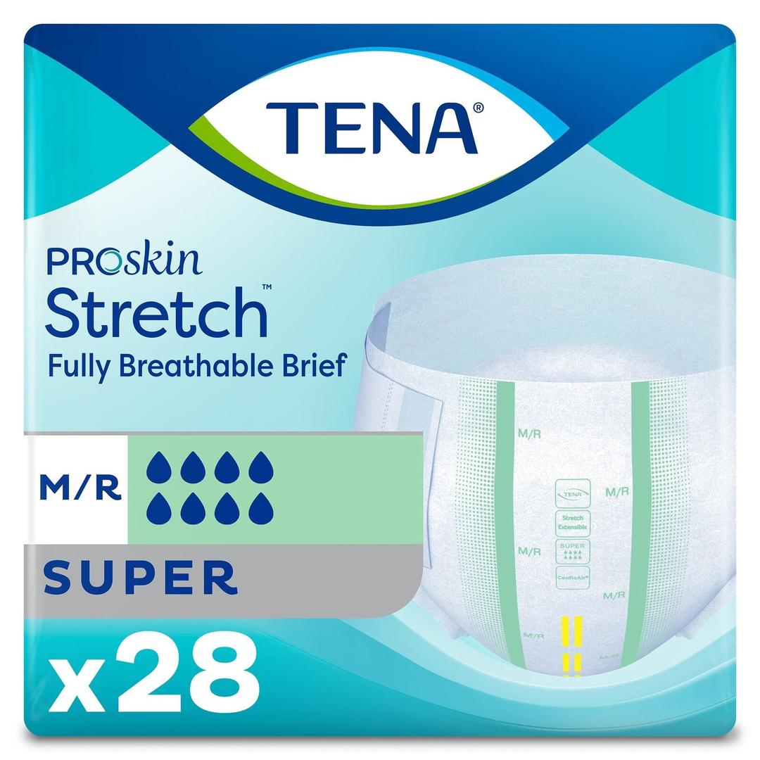 Tena ProSkin Stretch Super Incontinence Brief, Medium - 28 Per Pack Box Of 2