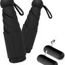 Travel Mini Umbrella Compact Small & Lightweight, UV Rain Protection, Pocket-Sized Folding Umbrellas with Quickdraw & Case for Men Women & Kids Backpack (NEW2-Pack Black)