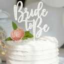 SiliFine Bride to Be Cake Topper Bling Bridal Shower Cake Topper Pearl Acrylic Bridal Shower Decorations for Bride Shower Bachelorette Party 10.7 x 6.5inchs