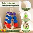 Dumbbell Rack Stand Only, Wooden 4-Tier Small Weight Holders for 5-15lbs Free Weights & Women, Compact A-Frame Hand Weight Rack for Home Gym Space Saving (Dumbbells Not Included)