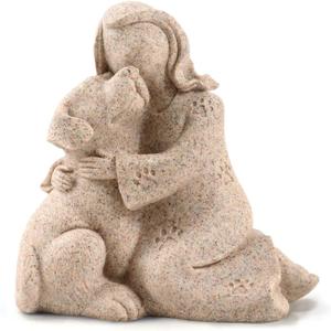 Love My Dog Figurines Statues, Angel Friendship Remembrance Gifts, Sculpted Hand-Painted Figures for Dog Lovers (Granitic)