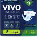 VIVO Organic Cotton Overnight Sensitive Skin Adult Incontinence Diaper Briefs with Tabs, Large 22 Count