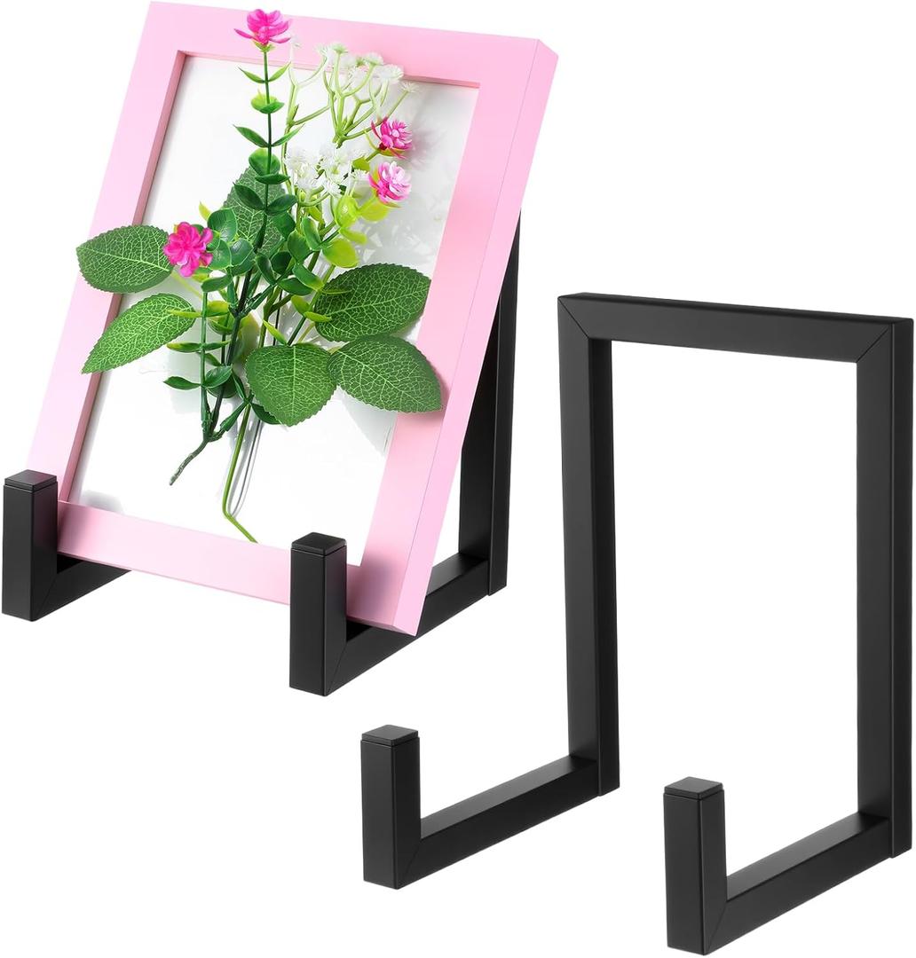 Molain 2 Pcs Large Metal Plate Stands for Display, 8 Inch Black Iron Frame Pictures Holder Decorative Plates Easel for Books Tabletop Art