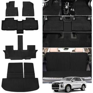 Fit Hyundai Palisade 2020 2021 2022 2023 2024 2025 Floor Mats Trunk Mat Cargo Liner All Weather Back Seat Protector Hyundai Palisade 7&8 Seats Accessories (Floor Mats+Cargo Liner+Backrest Mat)