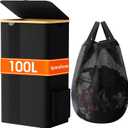 Laundry Basket Clothes Hamper with Lid and Removable Bag Large Collapsible Laundry Baskets with Handle, Freestanding Hampers for Bedroom Aesthetic, Dorm, Bathroom, Laundry Room 100L (Black)