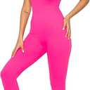 LA12ST Women Premium Workout Seamless Slimming Jumpsuit Yoga Ribbed Bodycon Sculpting One Piece Tank Top Leggings Romper