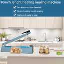 Impulse Heat Sealer 16 Inch Mylar Bag Sealer Heat Seal Machine, 110v Manual Heat Sealer for Plastic/Poly/Cookie Bags, 8 Replacement Parts & Teflon Cloth Strip(2 Round Cutter Lines Included), Blue