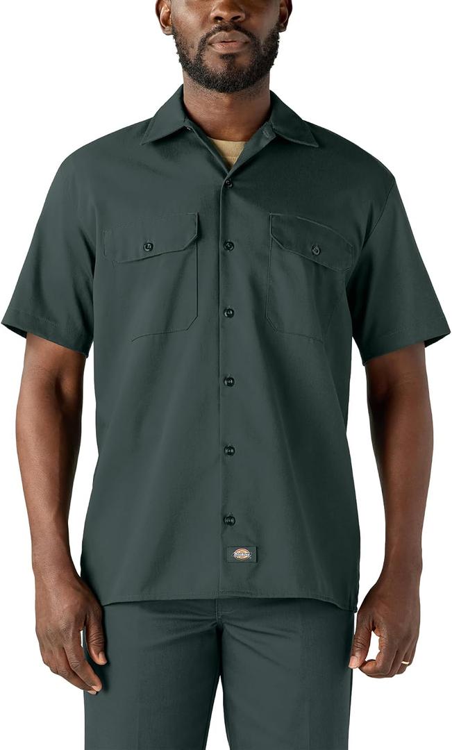 Dickies Men’s Short Sleeve Work Shirt – Durable Twill Button Down Shirts for Men, Lightweight Uniform for Daily Wear