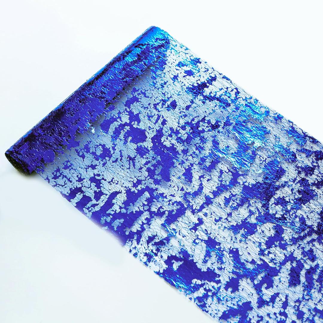 Snowkingdom Royal Blue Table Runner, Sequin Glitter Foil Metallic Thin Mesh Runner Roll 11 Inch x 49 Feet, Blue Table Decorations for Wedding Birthday Party Christmas Graduations