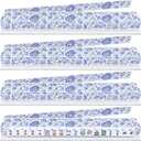 4 Pack Magnetic Chinoiserie Mahjong Tile Racks with Removable Acrylic Pushers, 18.5 Inch Length American Mahjong Racks Holders with Pattern, Fits All Tile Sets (Blue Floral)