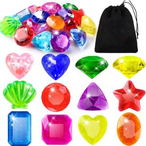 18PCS Diving Gem Pool Toys, Acrylic Big Colorful Diamonds Pirate Treasure Diving Gems Underwater Swimming Toys for Kids Summer Pool Beach Party Favor Games Present