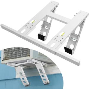 Air Conditioner Support Bracket, Adjustable Window AC Bracket, No Drilling, Heavy Steel Air Conditioner Stand Fit Most Single and Double-Hung Windows, Hold Up to 220lbs (White)