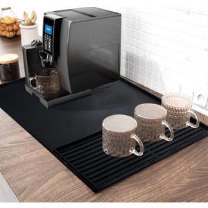 Coffee Bar Mat for Countertop, Emptycolor Heat Resistant Non-Slip Silicone Coffee Maker Station Mat for Counter, Waterproof Espresso Machine Mat