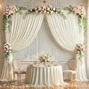 10x10ft Ivory Backdrop Curtain Panels for Parties - Wrinkle Free Polyester Photo Curtain Backdrop Wedding Back Drop Fabric Drapes for Party Decorations Background for Photography