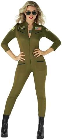 Morph Womens Aviator Costume Fitted Flight Suit Halloween Outfit Military Style for Women S
