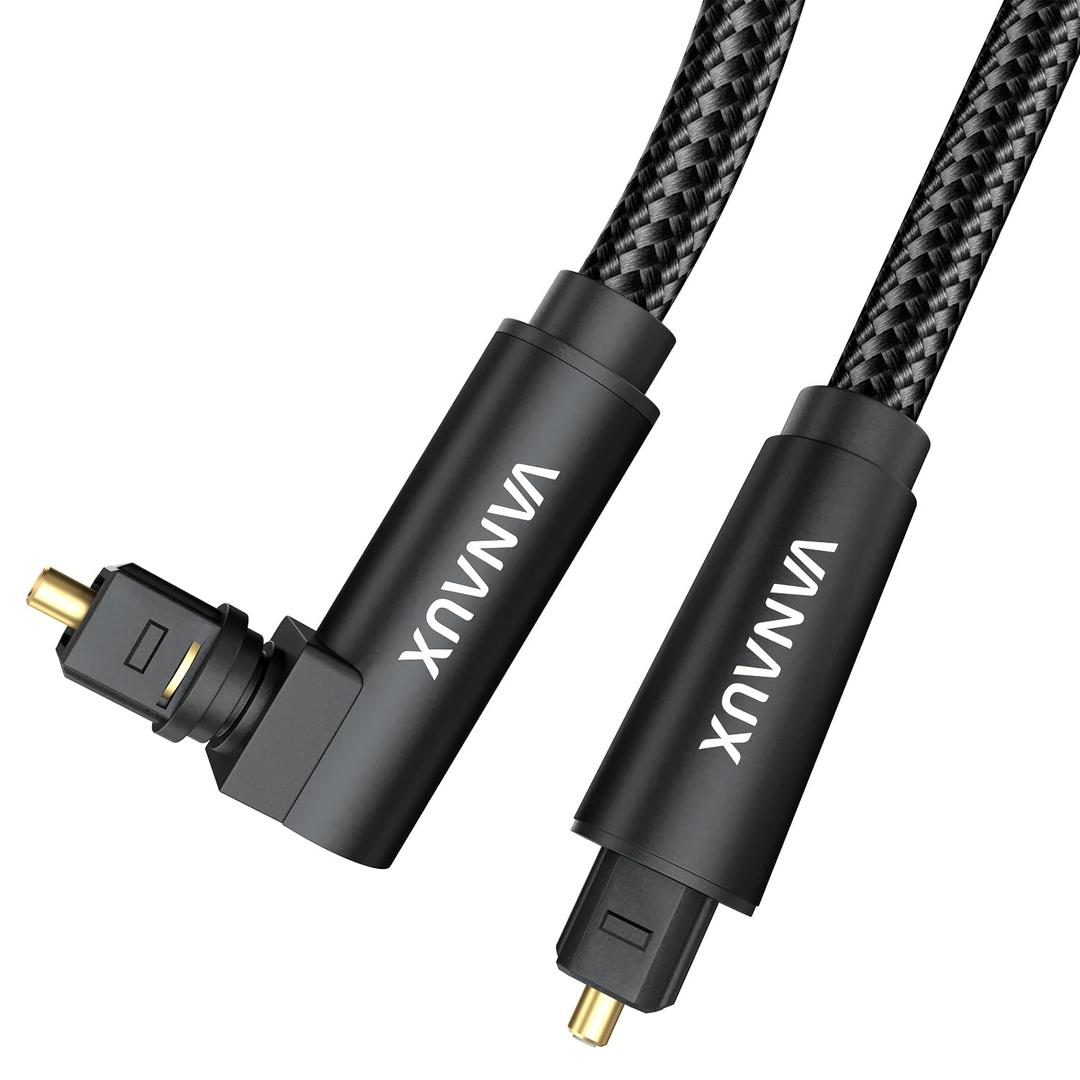 VANAUX 90 Degree Optical Audio Cable Swivel 360 Degree Free-Rotating Digital Toslink S/PDIF Audio Cable for Home Theater,Sound Bar,TV,Xbox,PlayStation - Black (5ft/1.5m)