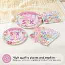 96 Pcs Sweet Sassy and 6 Birthday Decorations Donut 6th Birthday Party Decorations for Girls Colorful Donut Plates and Napkins 6 Years Old Disposable Party Supplies Serves 24