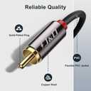 J&D 2 RCA M/M Stereo Audio Cable, Gold-Plated 2RCA Male to 2RCA Male Copper Shell Auxiliary Audio Cord for Home Theater HDTV Amplifiers Hi-Fi Systems Speakers, RCA Audio Cables, 6 Feet