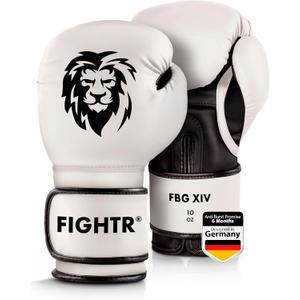FIGHTR Boxing Gloves - Maximum Protection & Stability | Boxing Gloves for Boxing, MMA, Muay Thai & Kickboxing | Sizes 14oz (White / Black)
