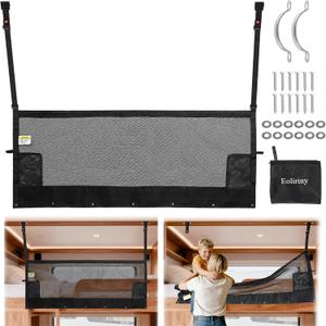 59" x 18" Campers & RV & Bunk Bed Safety Net with Quick Release Seat Belt Buckles,Adjustable Bunk Bed Netting for Family Travel, Motorhome, Trailer, Fifth Wheels RV Bedding Accessories Mesh Barrier