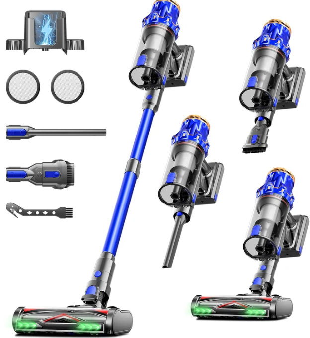 Cordless Vacuum Cleaner, Upgraded 650W 55KPA 70Mins Vacuum Cleaners for Home with Self-Standing Vacuum Cleaner Stick, Anti-tangle Wireless Vacuum, OLED Screen 1.8L Cup for Pet Hair/Carpets/All Floor