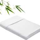 Bamboo Viscose Flat Sheets Only, 400 Thread Count Sateen Weave Twin Size Flat Sheet Only, Luxury Soft Cooling for Hot Sleepers, Silky Breathable (White, Twin)