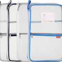 Pendancy Mesh Zipper Pouch 14.8x10.8 in Transparent Lightweight Nylon File Folders, A4 Size Multi-layer Subject Document Organizer Accessories Storage bag for Office and School Supplies(4 PCS)