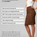 Conceited Skirts for Women - Stretch Pencil Skirt - Wear to Work - Pull On - Midi Length in Regular and Plus Size (Brown, XS)
