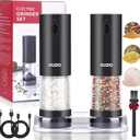 Rechargeable Electric Salt and Pepper Grinder Set with Storage Base, Automatic Mill Grinder Set Adjustable Coarseness Rechargeable Battery Power Spices Shaker for Kitchen Restaurant Picnic Pack of 2