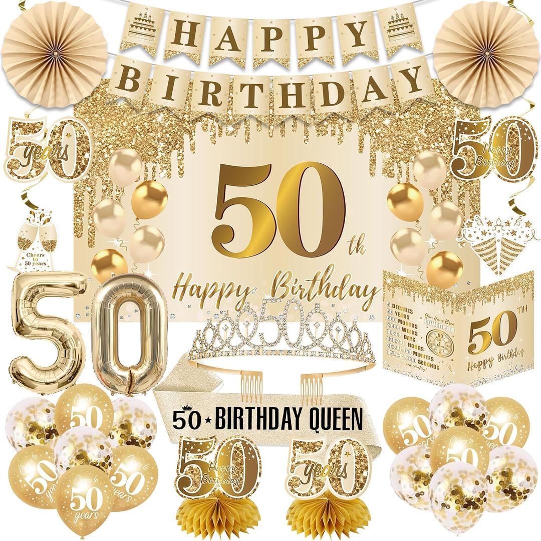 50th Birthday Decorations for Women 50 Year Old Birthday Decorations 28PCS