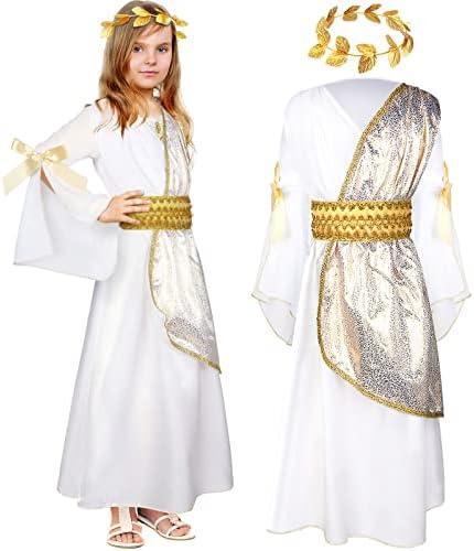 Geyoga 2 Pcs Greek Toga Costume Grecian Roman Costume and Roman Crown Leaf Wreath Halloween XXL