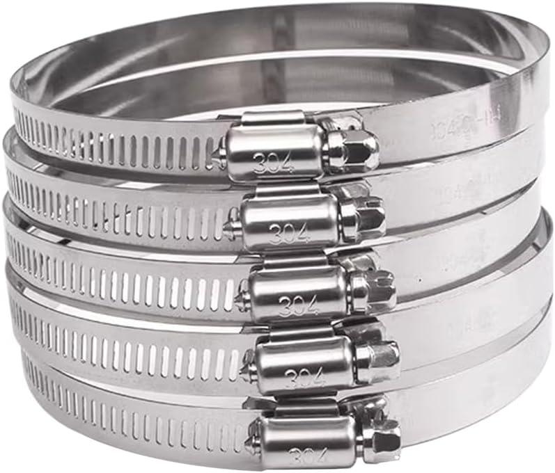 10pcs 194-216mm (8") 304 Stainless Steel Worm Gear Hose Clamp Set - Corrosion-Resistant for Automotive, Plumbing, Fuel Line, Garden Pipe, Washing Machine & More