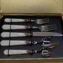 CATHYLIN
20 pieces Stainless Steel Vintage Flatware Sets With White Hanld, Silverware Set For 4,Dishware Safe (White)