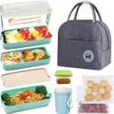Bento Box Kit,Japanese Lunch Box 3-In-1 Compartment,Leakproof 3 Layer Lunch Container for Kids and Adults