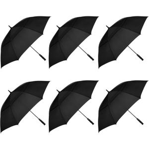 MRTLLOA 6 Pack Golf Umbrella 68/62 Inch Large Oversize Double Canopy Vented Automatic Open Stick Umbrellas for Men & Women (Black)