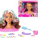 Barbie Doll Styling Head, Dark Brown Hair with 20+ Hair Styling Accessories Including Star & Butterfly Color Change Hair Clips