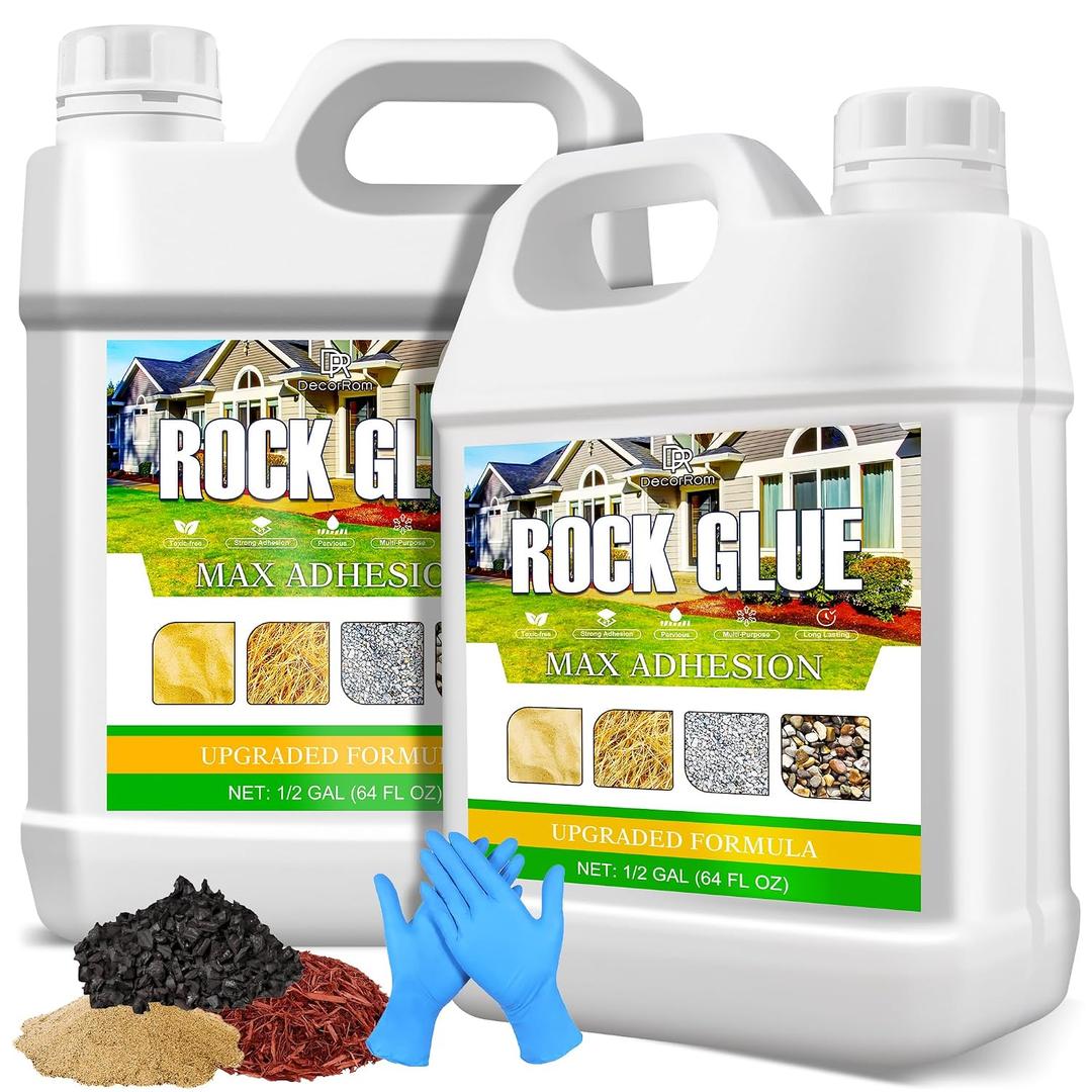 Rock Glue for Landscape, Mulch & Gravel Binder, Stones, Bark, Clear-Drying