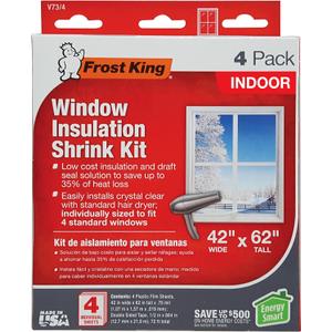 Frost King V73/4T Shrink Film Window KIT, 4-Pack, Clear, Transparent
