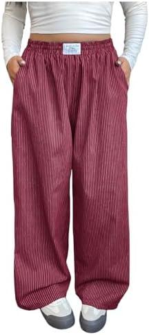 RoseSeek Women's Letter Leopard Print Straight Leg Pants Elastic Waist Y2K Trousers Bottoms with Pockets 2XL