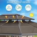 13'X10' Hardtop Gazebo, All-Weather Aluminum Frame Outdoor Canopy with Double Polycarbonate Roof, Permanent Outdoor Gazebo with Netting & Curtains for Garden, Lawns, Patio, Khaki.