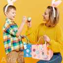 Aviski 2PCS Easter Egg Hunt Bags, Easter Bunny Gift Bags with Handles, Easter Treat Bags, Felt Easter Bags for Gifts Wrapping, Egg Hunt Game, Easter Party Supplies, 12" x7.8" x6.8"(Pink + Light Blue)