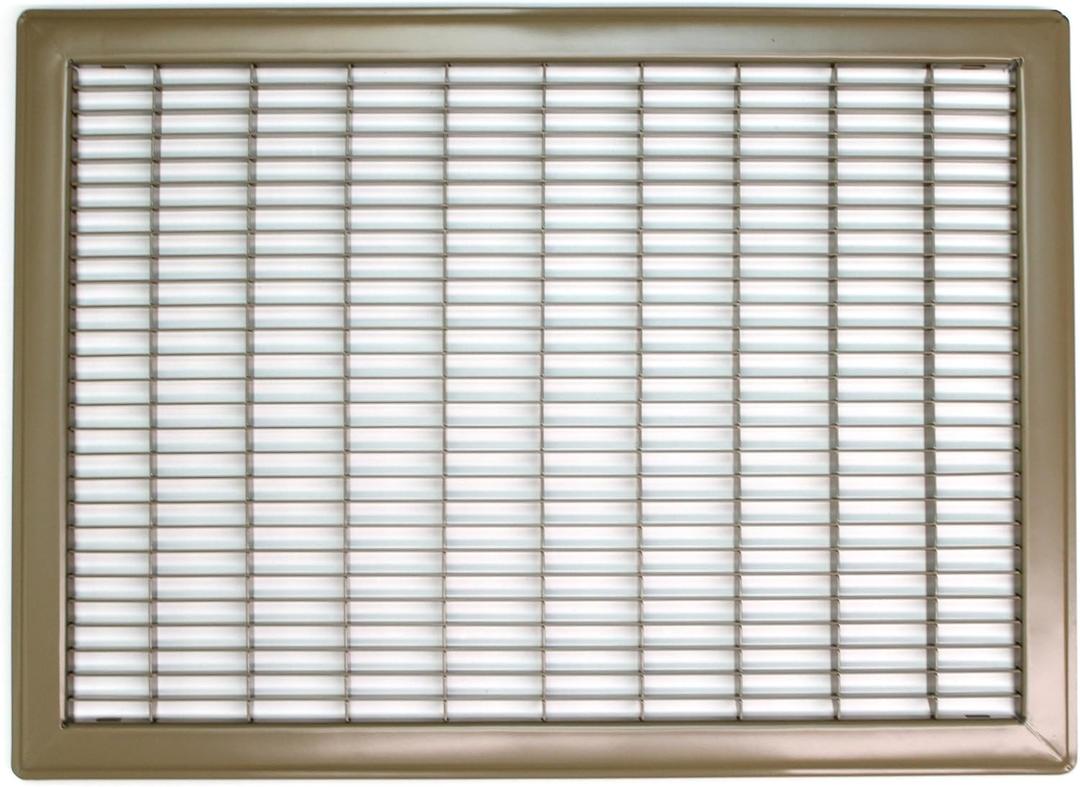 HVAC Premium 14" X 16" Heavy Duty Floor Grille - Fixed Blades Return Air Grill - Brown [Outer Dimensions: 15.75 X 17.75]