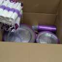 BESTSTAR 350PCS Clear and Purple Disposable Plates Set for 50 Guests, 100 Plastic Plates, 50 Plastic Cups, 50 Pre-Rolled Napkins with Cutlery for Party, Birthday, Wedding, Thanksgiving, Christmas