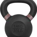 Yes4All Powder Coated Kettlebell, Cast Iron Core Kettlebells with Non-Slip Handle & Flat Bottom for Conditioning, Heavy Duty for Strength Training, 31lb - Single & Pair